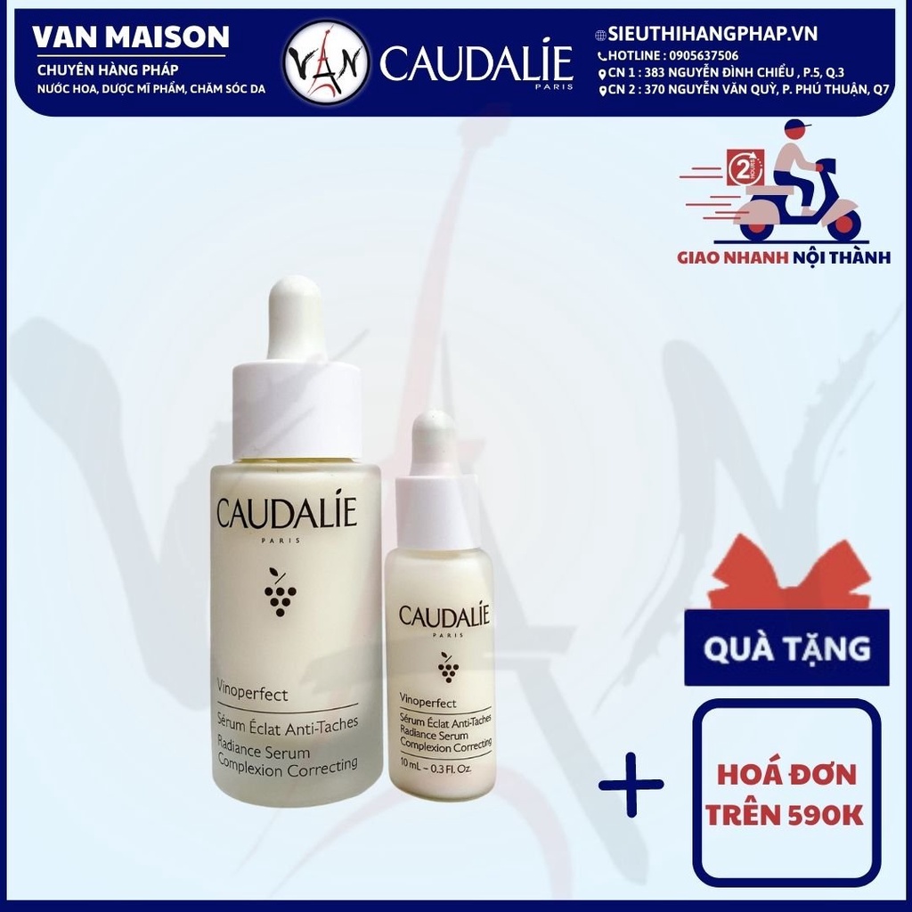 Tinh chất caudalie hỗ trợ ngăn ngừa nám tàn nhang làm mờ đốm nâu vinoperfect radiance serum 10ml 30ml