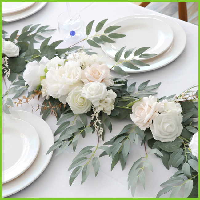 Gwen Vòng Hoa Giả Dày Dài Thủ Công Để Bàn Trang Trí Tiệc Cưới Ngoài Trời