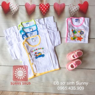 Combo 5 Áo em bé TRẮNG BÁC SĨ tay NGẮN BOSINI / Áo cúc lệch tay cộc BOSDANNA cho bé sơ sinh đến 8kg