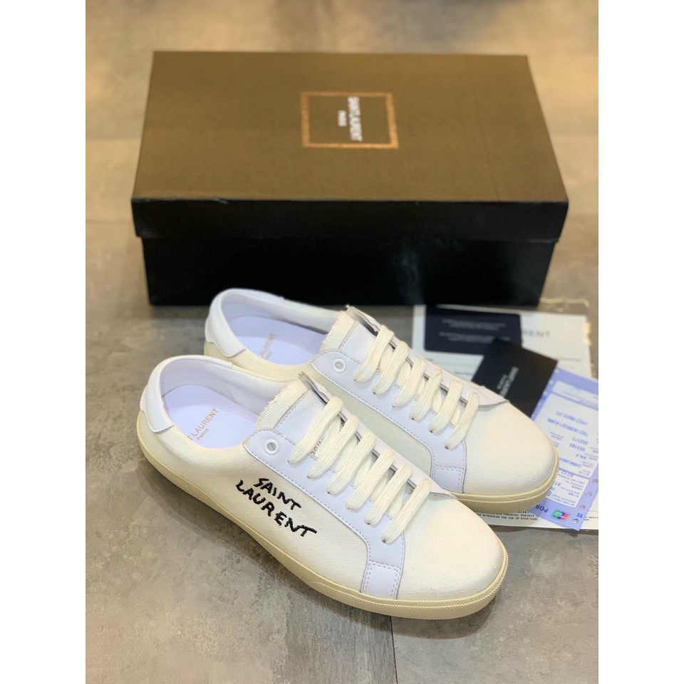Giày Thể Thao Sneaker Nam Nữ SAINT LAURENT ,Giày YSL Màu Kem Bản Trung cao cấp Full PK