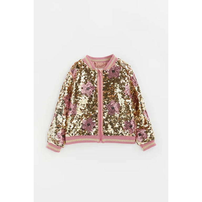 Áo khoác sequin vàng hoa kid HM H&M_hàng chính hãng authentic JP