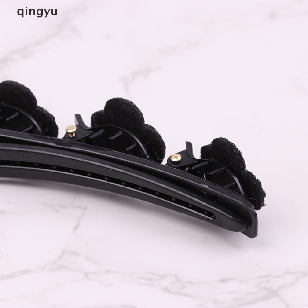 Qingyu Kẹp Tóc Bện Hình Cỏ Bốn Lá Đính Đá Pha Lê