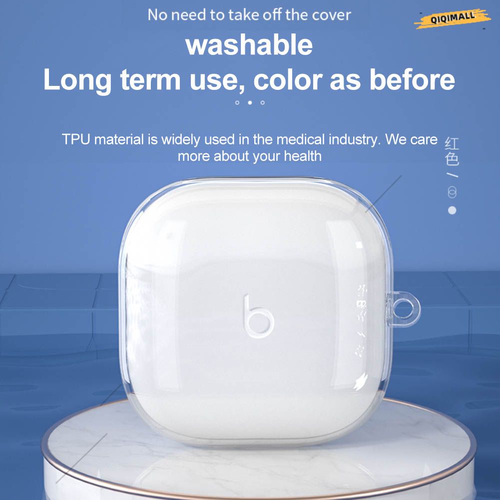 Ốp Tai Nghe Cho Beats Fit Pro Ốp Bảo Vệ Bluetooth Không Dây Ốp Tai Nghe Vỏ Mềm Trong Suốt Tpu Móc Hộp Sạc [QIQI]
