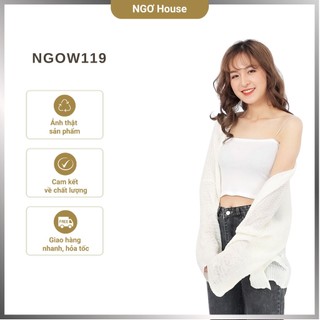 Áo khoác cardigan mỏng đi biển Jeanni màu trắng