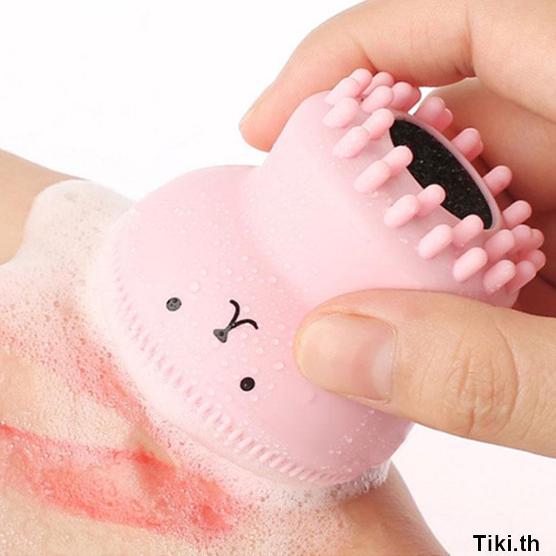 🎀 yakult 🎀Bàn chải vệ sinh mặt hình bạch tuộc màu hồng nhỏ gọn tiện dụng