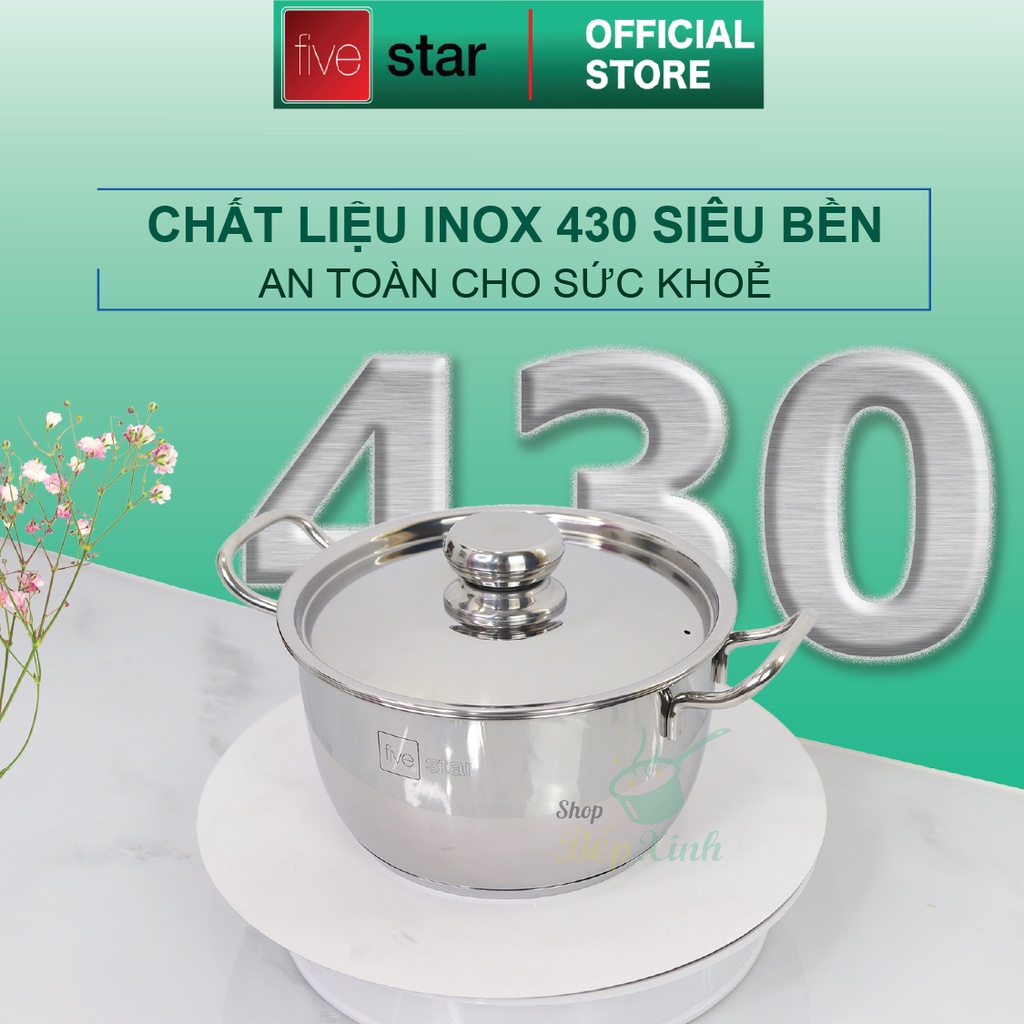 Bộ nồi 3 đáy inox 430 Thân Cool Fivestar Standard nắp inox FS-B3010 (Kích thước 16cm - 20cm - 24cm), tặng 1 vá canh