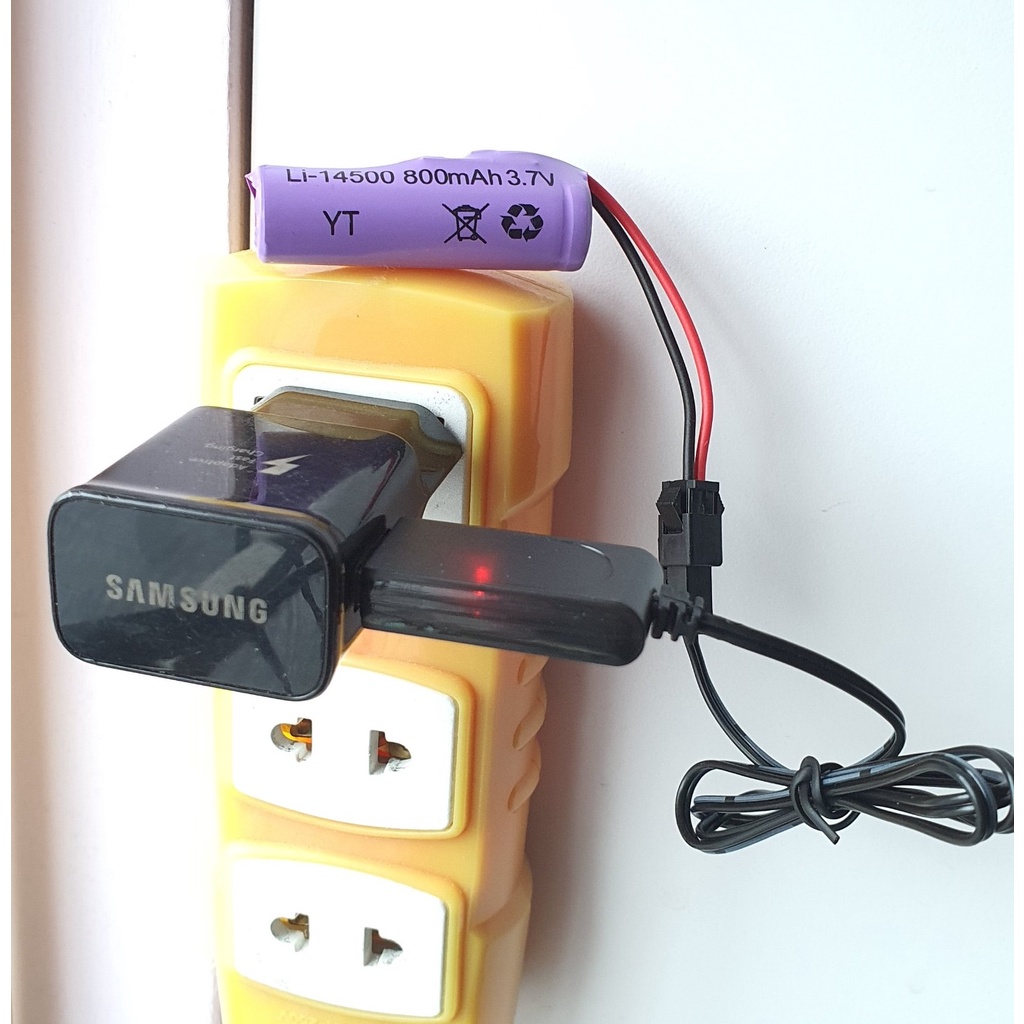 Pin Sạc 14500 3.7V 800 mAh, Dây sạc pin Liion 3.7V Cổng Cắm SM Dùng Cho Đồ Chơi Ô Tô, Mô Hình Điều Khiển Từ Xa