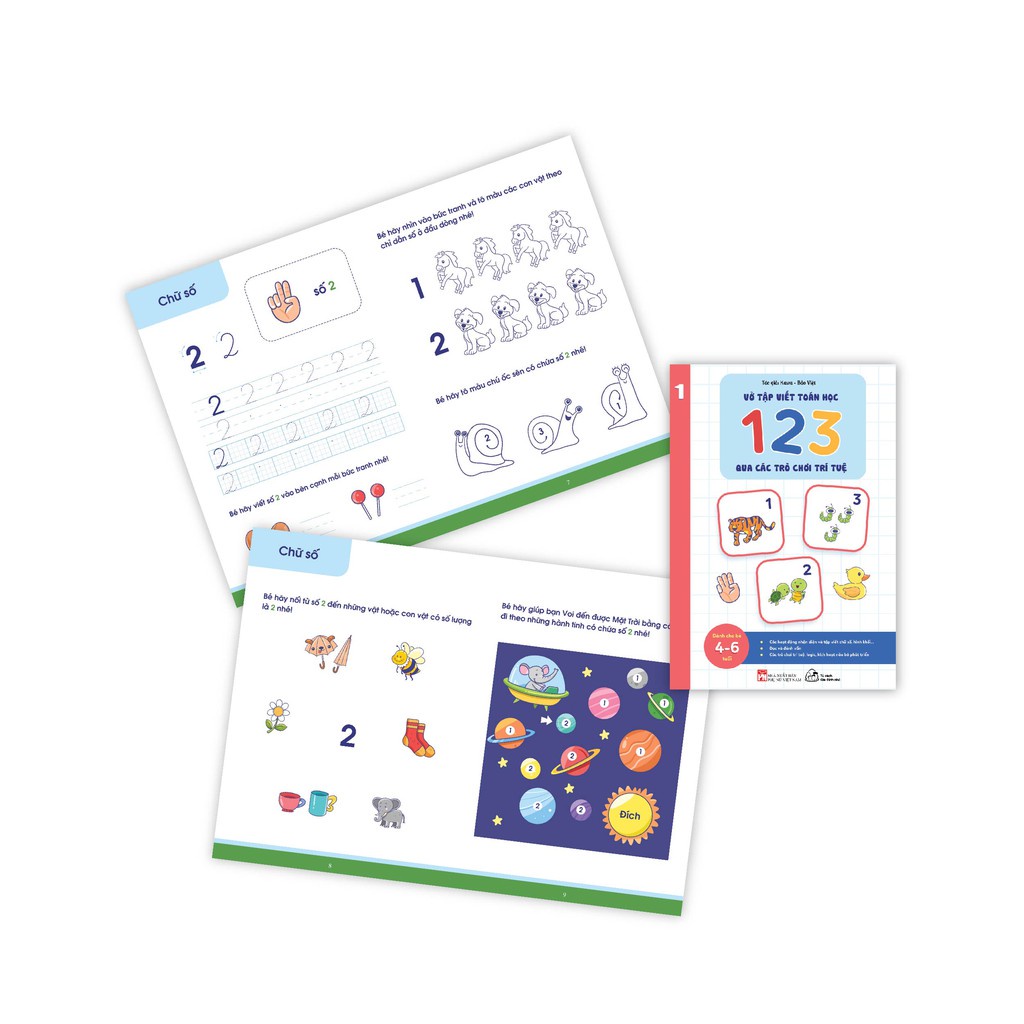 Sách - Vở nhận biết và tập viết ABC và Vở nhận biết và tập viết 123 qua các trò chơi trí tuệ