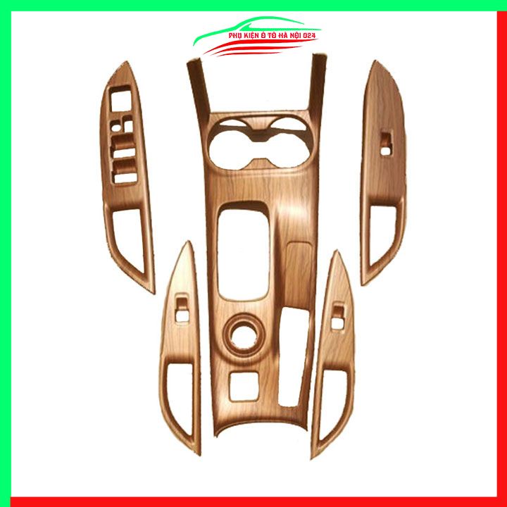 Ốp nội thất cho xe ô tô Mitsubishi Outlander 2015-2017 phanh cơ vân gỗ bảo vệ chống trầy xước và làm đẹp xe