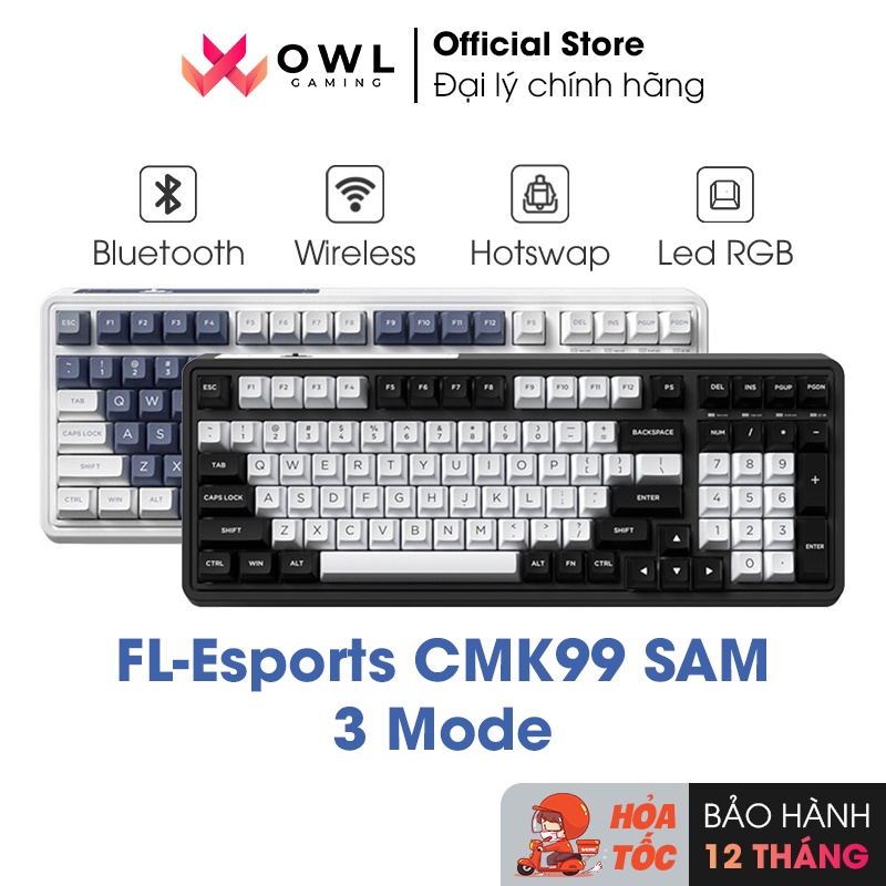 Bàn phím cơ FL-Esports CMK99 SAM Taichi / Ice Blue (3 Mode / Hotswap / Led RGB / TTC Switch) (Hàng chính hãng)