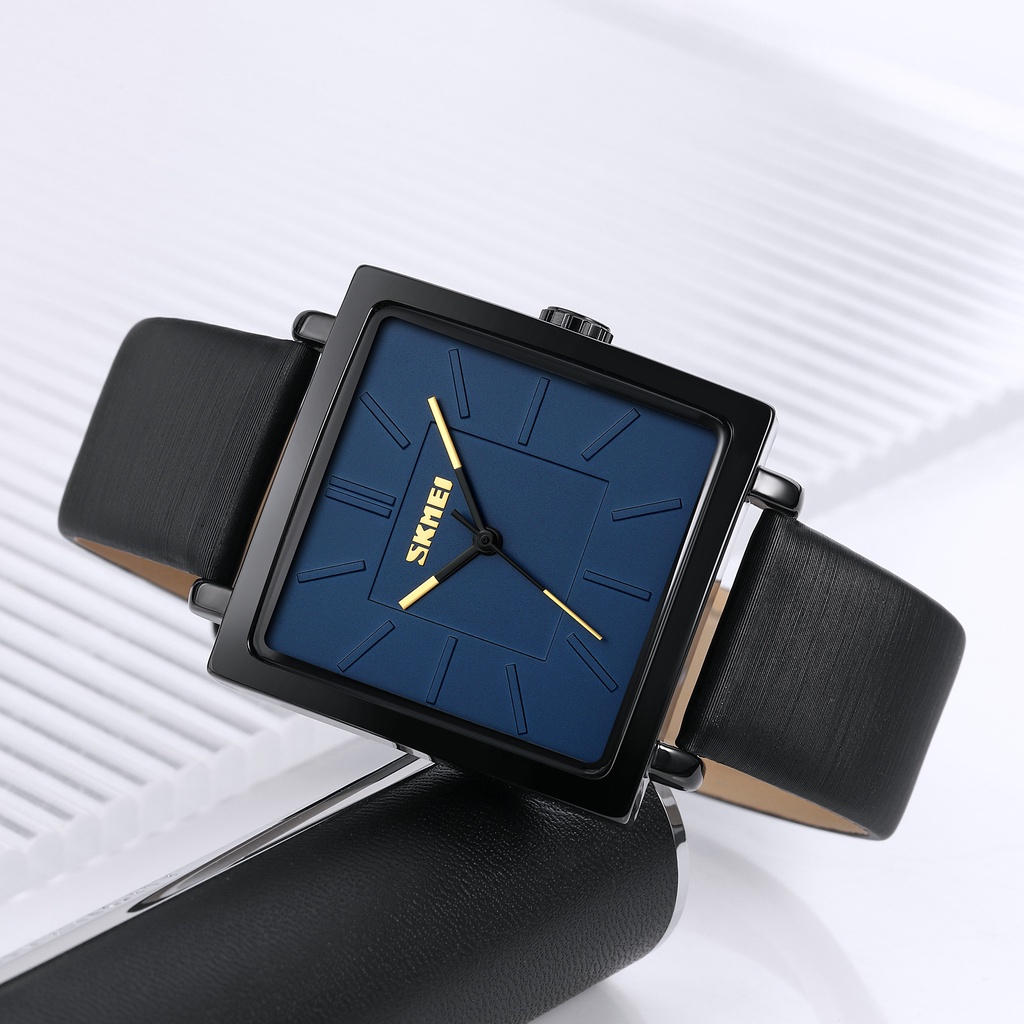 Đồng Hồ Quartz Chống Thấm Nước 30M Với Dây Đeo Da Màu Xanh Lá SKMEI 2032