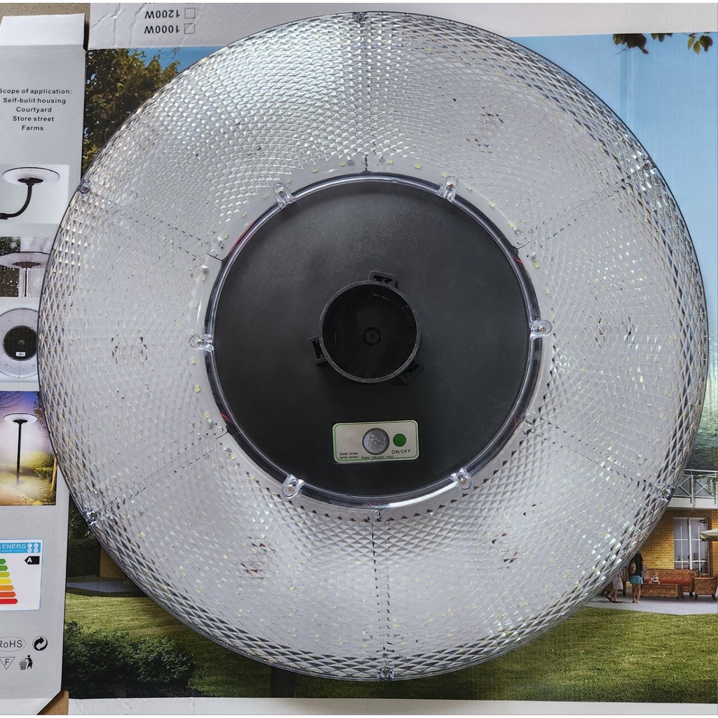 Đèn led sân vườn năng lượng mặt trời 1000W SOLAR LIGHT PIN 48Ah, dạng đĩa bay UFO Cảm Biến Chuyển Động