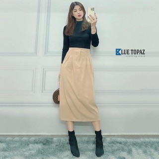 Áo len tay dài form ôm, cổ 3p