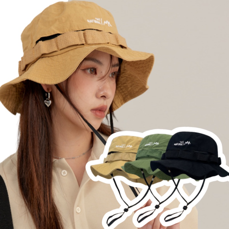 Mũ Cao Bồi Chống Nắng Thoáng Khí Có Dây Rút Phong Cách Nhật Bản