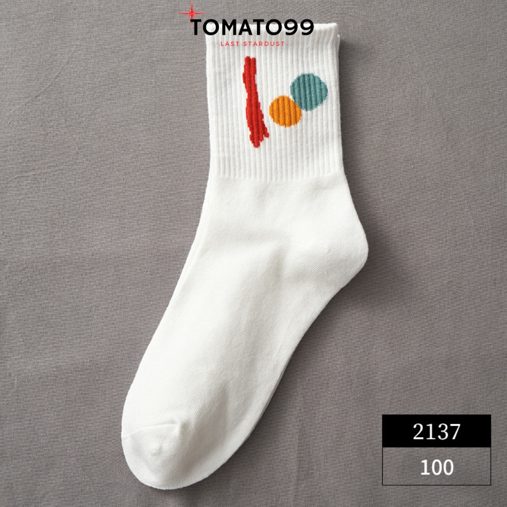 Tất trắng cao cổ nam nữ sét 10 đôi hoạ tiết pha sơn T40