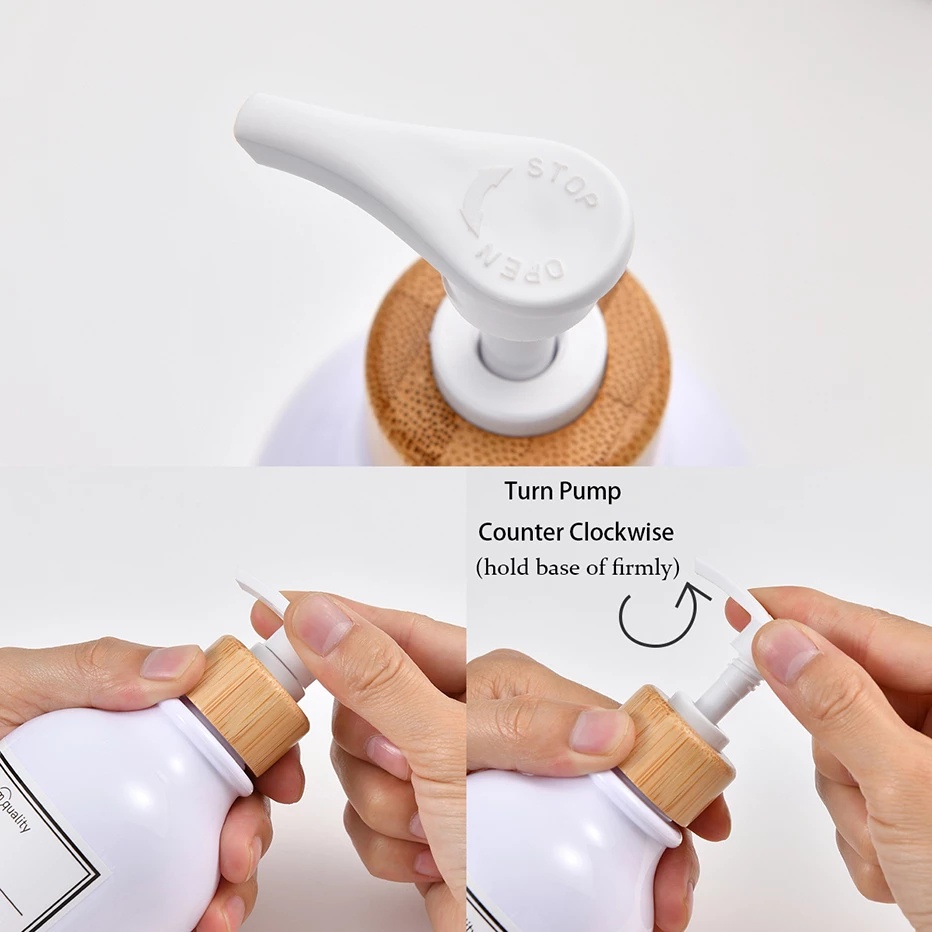 1 Bình Đựng Xà Phòng Dạng Nhấn 300 / 500ml Bằng Tre Chống Thấm Nước