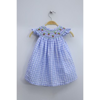 Đầm smock caro dâu