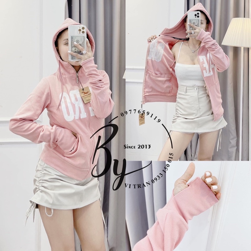 Áo Khoác Nữ BUBGUM Chữ Thêu AERO Chất Liệu Thun Gân 4 Túi Freesize 60kg | BigBuy360 - bigbuy360.vn