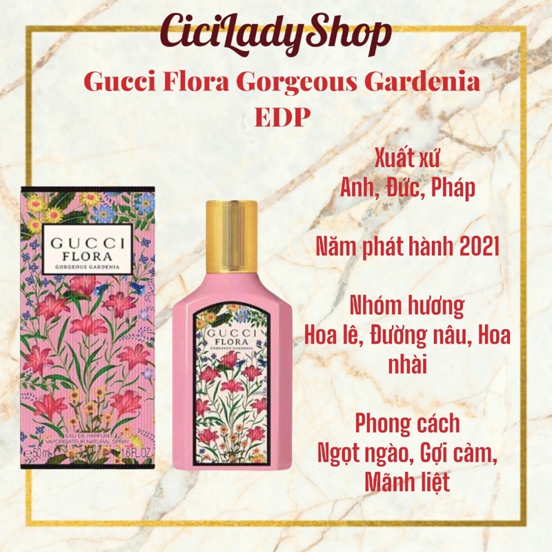 Nước hoa chính hãng Gucci Flora Gorgeous Gardenia edp , Nước hoa nữ hương hoa cỏ thơm mát