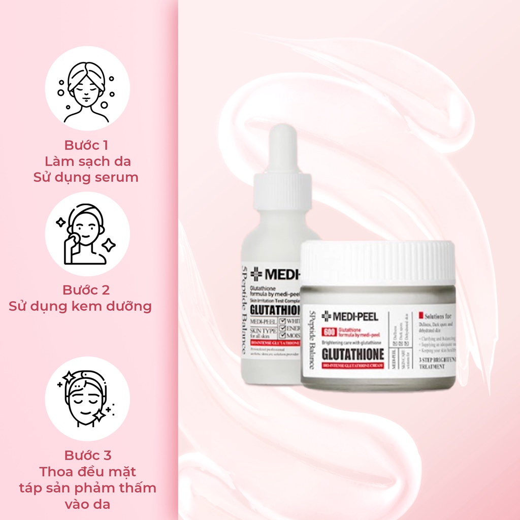 Combo Kem Dưỡng Trắng Và Serum Dưỡng MEDI PEEL Glutathione 600 White Cream Giúp Cải Thiện Da, Dưỡng Trắng Da