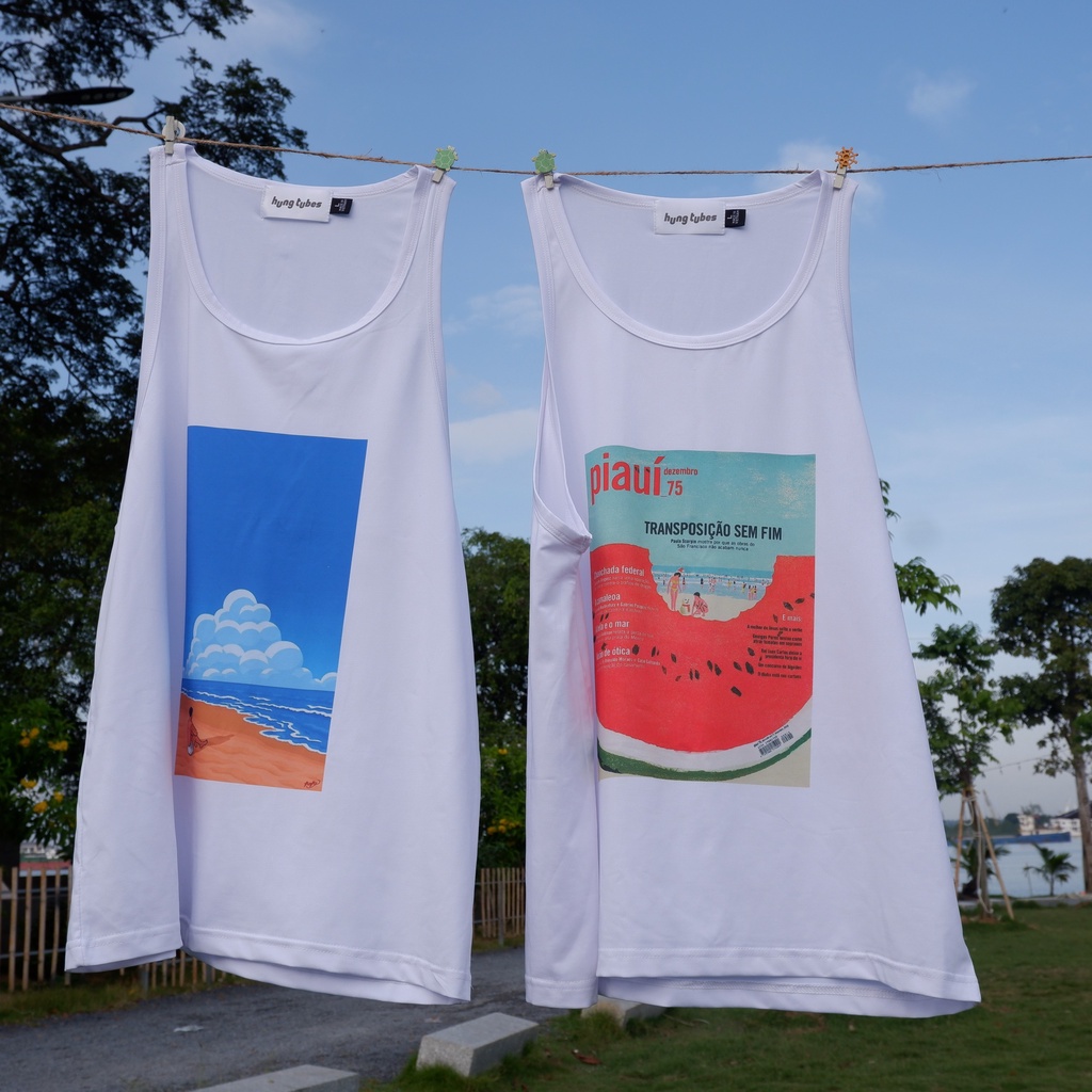 Áo ba lỗ in hình thể thao đi du lịch biển thể dục Hung Tubes đủ màu chất cotton có sỉ.