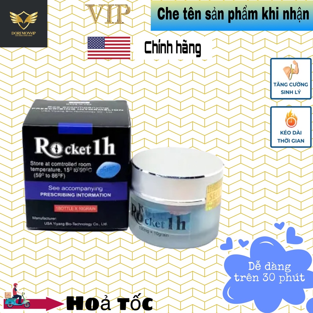 Rocket 1h Mỹ 🇺🇸 hộp 10 viên - Tăng cường sinh lý nam ( lô mới nhất )