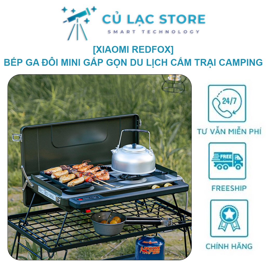 [Xiaomi Redfox] Bếp ga đôi mini gấp gọn du lịch cắm trại camping