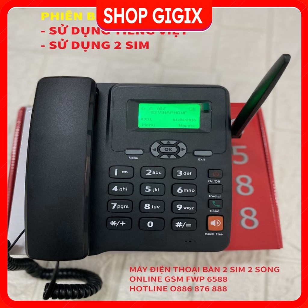 ❤️Máy Điện Thoại Bàn Lắp Sim Bản Tiếng Việt Mã GSM ETS 6588 Lắp Mọi Loại Sim Di Động, Gphone, HomePhone