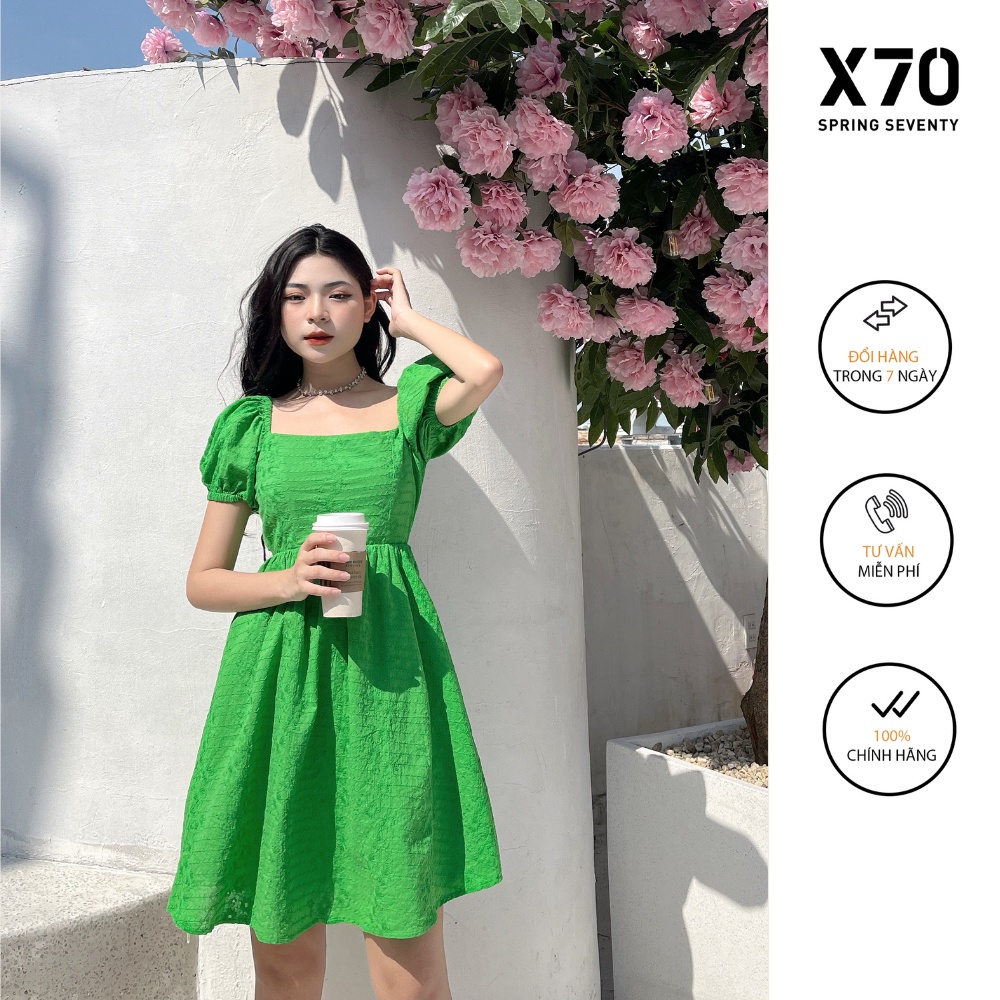 Đầm Nữ Kiểu Dáng Xòe Thiết Kế Khoét Tay Ngắn Phồng Thời Trang X70 - 00820008
