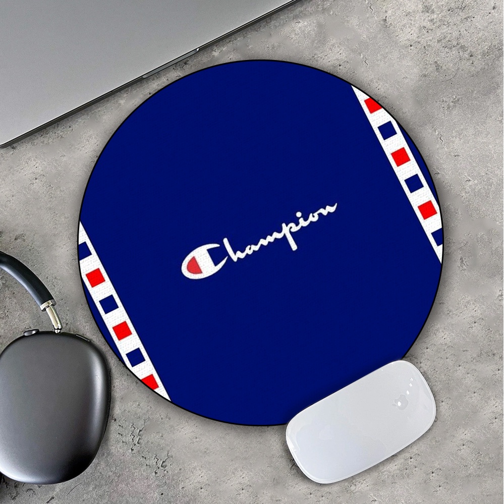 Lót Chuột Gaming in hình Họa Tiết Logo Champion Nền Xanh Nước Biển Pad decor bàn làm việc chơi game size 35cm