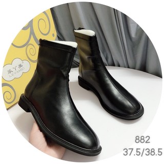 Giày Bốt gót trụ da bóng cao 7cm da mềm kèm ảnh thật