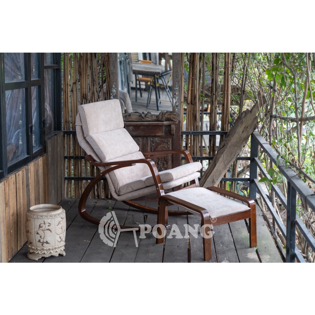 Ghế thư giãn | POANG | plywood óc chó/bạch dương | vải cotton | beige | R67xS139xC86 cm