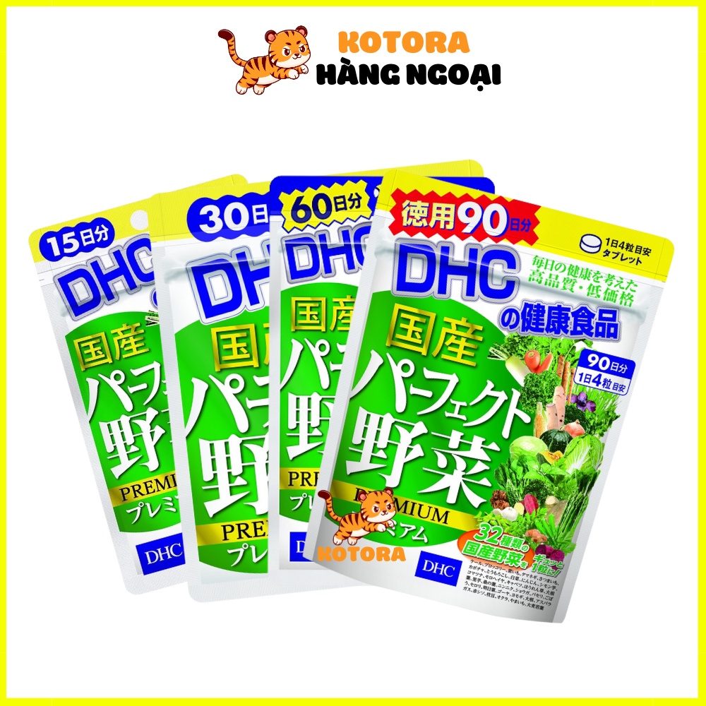 Viên uống DHC Rau Củ Quả Premium chiết xuất từ 32 loại rau củ, giúp bổ sung chất xơ, đẹp da, ngừa táo bón