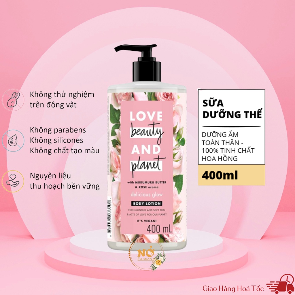 Sữa Dưỡng Thể Love Beauty & Planet Delicious Glow 400ml Dưỡng Ẩm Toàn Thân Sáng Da 100% Tinh Dầu Hoa Hồng | BigBuy360 - bigbuy360.vn