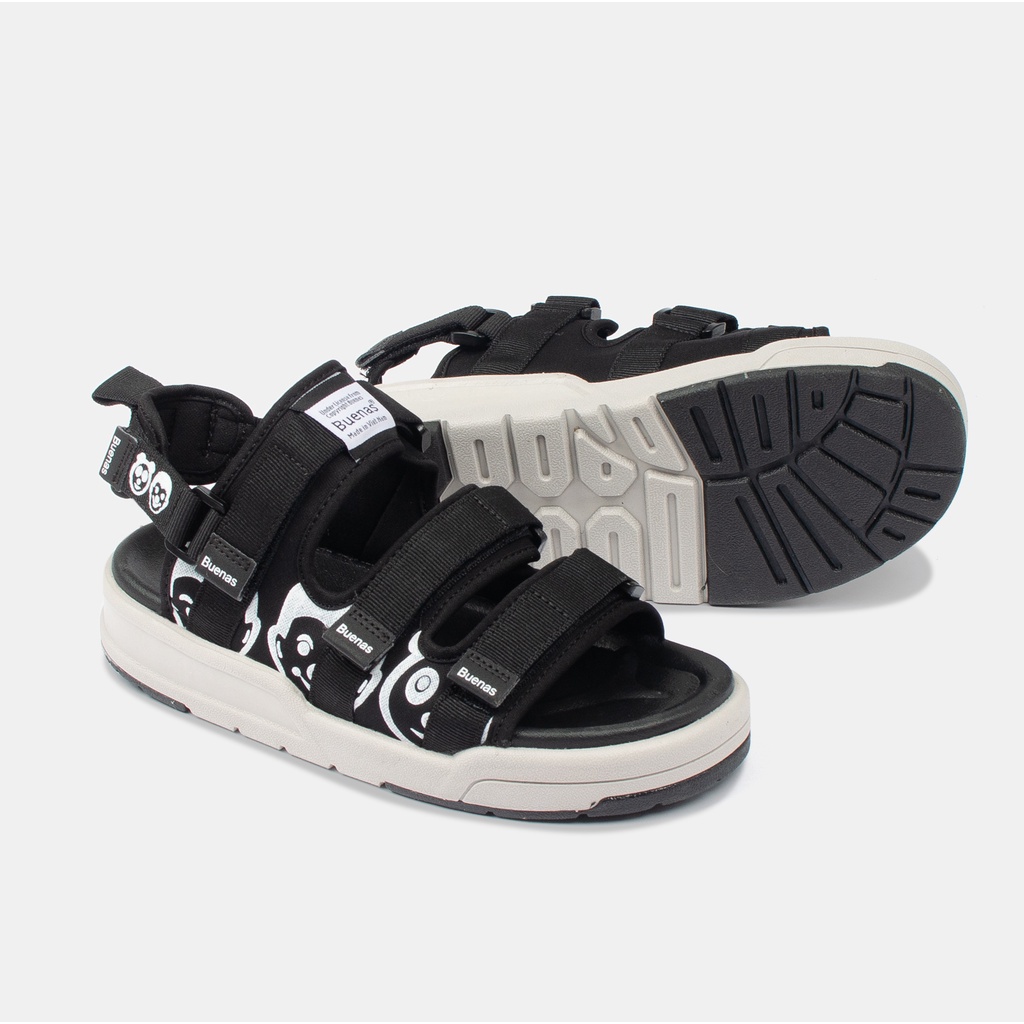 Sandal nam nữ unisex Buenas SD-6868 quai ngang - giày dép xăng đan học sinh đế cao 3 phân chính hãng