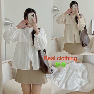 Áo babydoll cổ tầu xếp ly dài tay