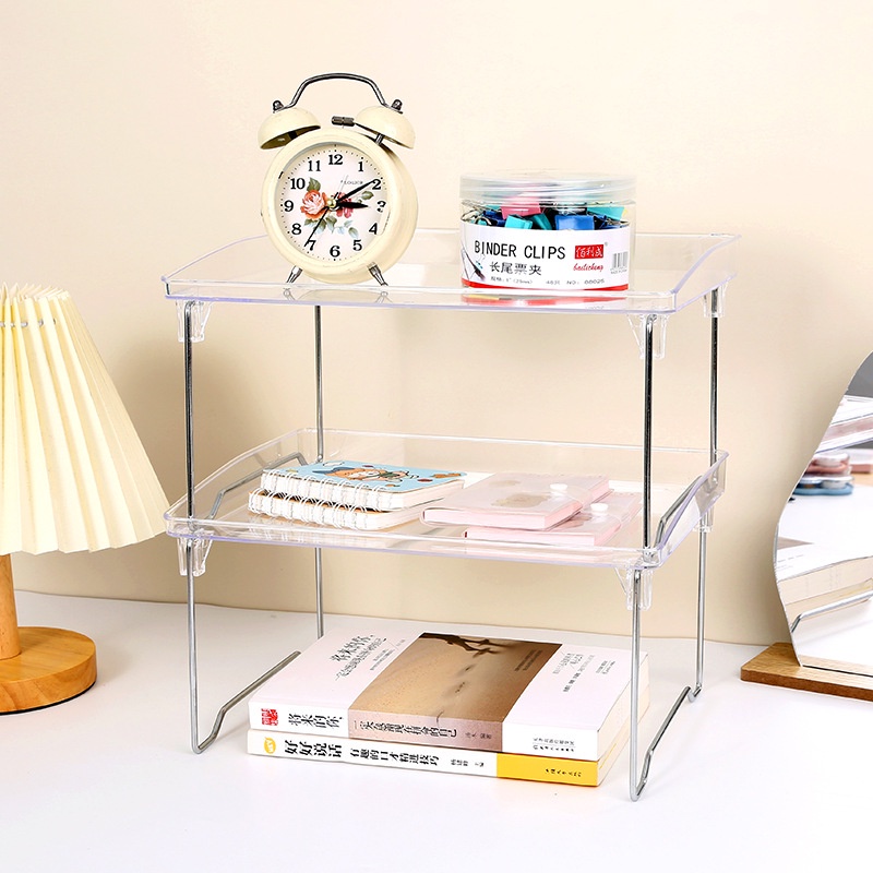 Kệ Đựng Mỹ Phẩm, Bút Viết, Đồ Cá Nhân Trong Suốt Để Bàn Gấp Gọn Đa Năng