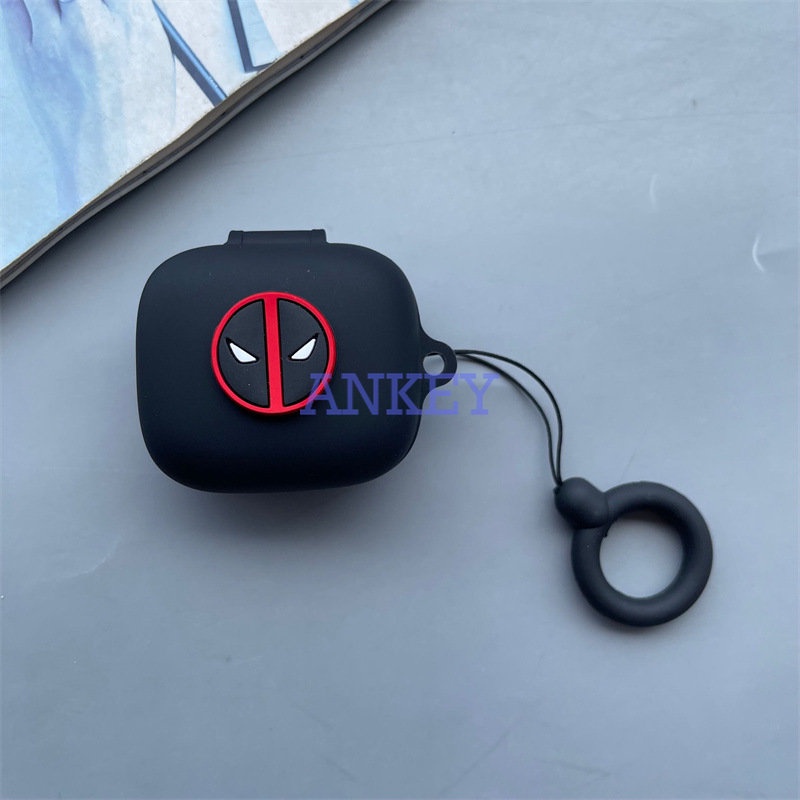 JBL Live Pro 2 / Free 2 / T280 TWS X2 / Wave Flex Earphone Silicone Case Red Deadpool Earbuds Waterproof Shockproof Soft Protective Headphone Cover Headset Skin with Pendant