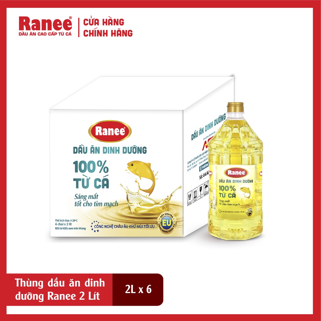 Thùng dầu ăn dinh dưỡng Ranee 2 lít (6 chai)