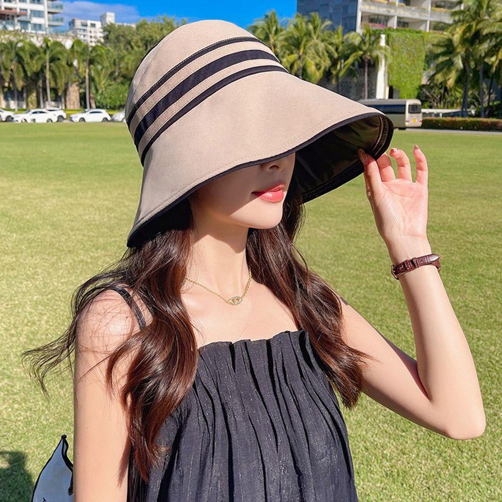 MOILYVN Mũ Bucket Vành Rộng Chống Tia UV / Gió Có Dây Đeo Thời Trang Dành Cho Nữ