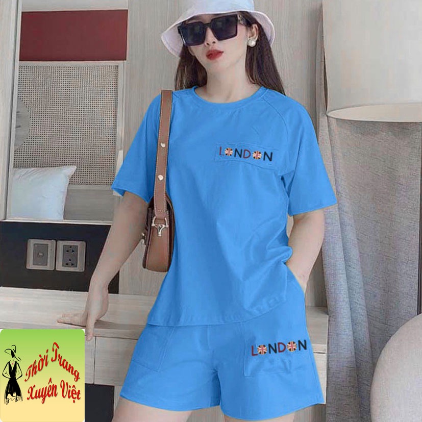 set bộ quần đùi áo tay cọc LONDON được làm từ vải thun 4chieu freesize dưới 60kg- thời trang xuyên việt