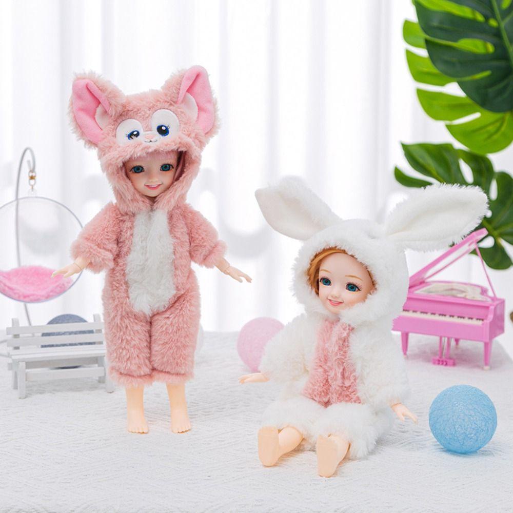 Quần Áo Búp Bê Thỏ QUINTON 12 inch / 30cm Bằng Vải Lông Có Mũ Trùm Đầu DIY Dễ Thương Làm Quà Tặng Cho Bé Gái