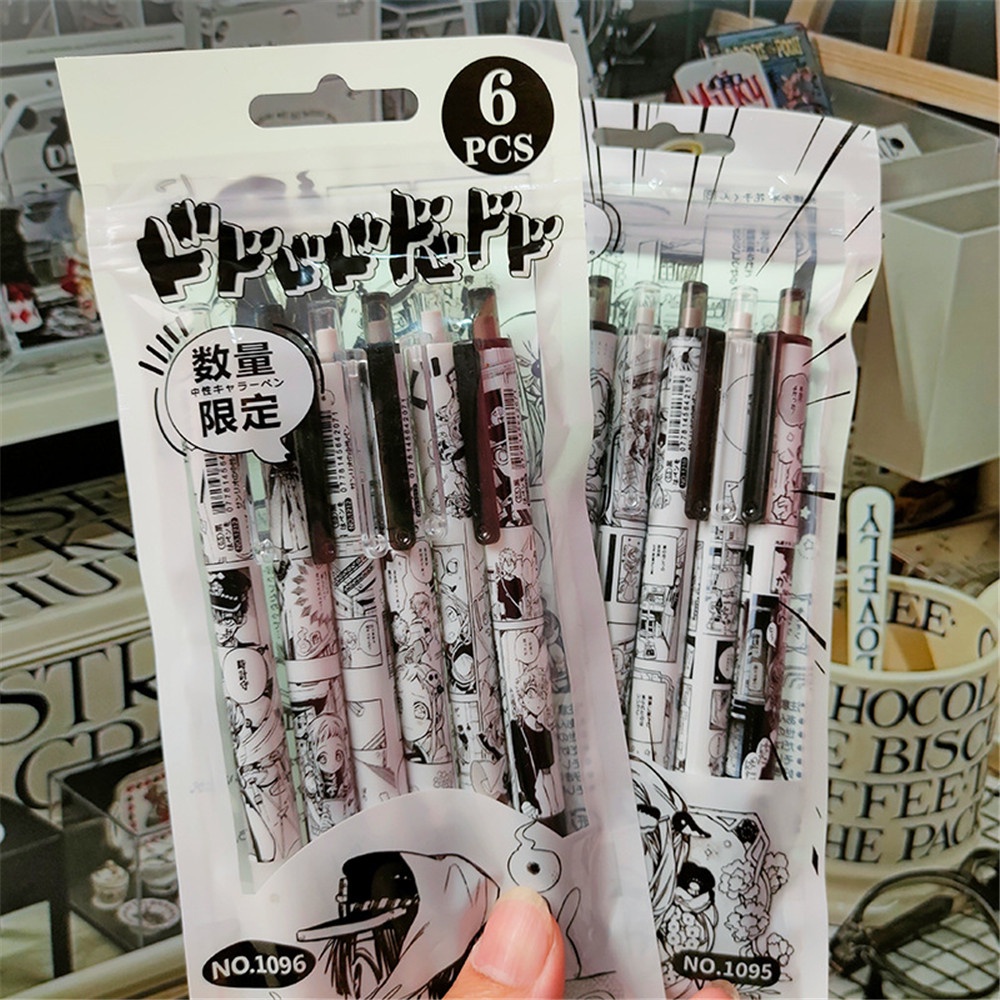 Set 6 Bút Bi Trắng Đen Ngòi 0.5mm