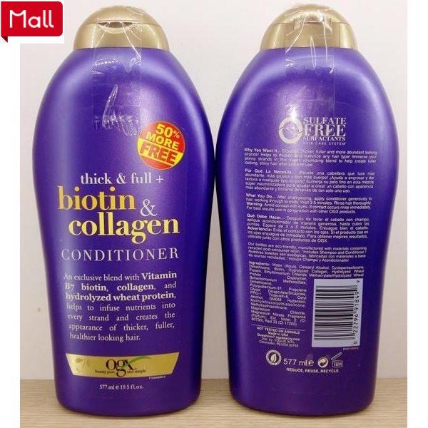Dầu Gội Biotin Collagen Tím OGX 577ml - Chống Rụng, Kích Thích Mọc Tóc