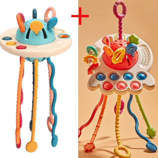 Đồ Chơi Bóng Silicone Kéo Dây Cót Giáo Dục Sớm Cho Bé 0-12 Tháng Tuổi