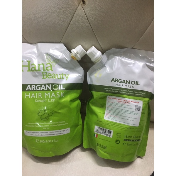 Hấp ủ tóc hana beauty arganoil hair mask 900ml hương thơm nước hoa mềm mượt
