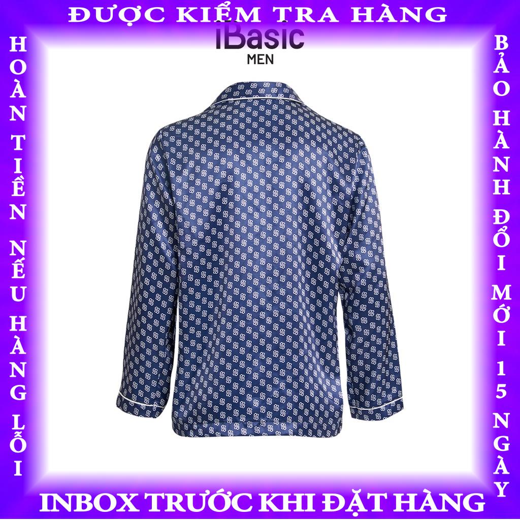Áo mặc nhà nam pyjama lụa satin tay dài hoạ tiết icon iBasic HOMM016T vandung