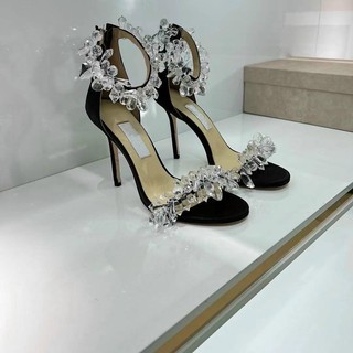 Sandal cao gót quai đá màu trắng siêu hot siêu đẹp fullbox