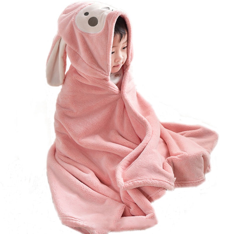Khăn Tắm Cotton Dày Mềm Mại Thấm Hút Tốt Có Mũ Trùm Tiện Dụng Cho Bé