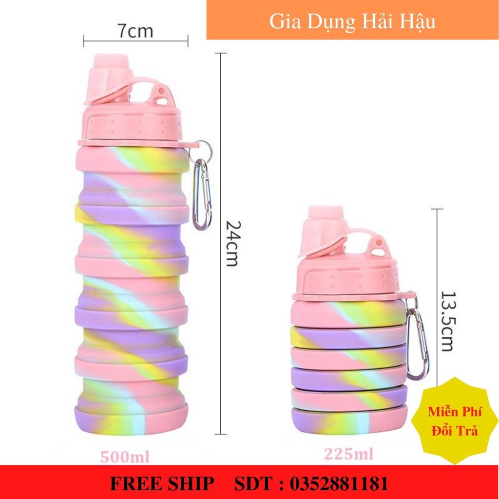 Bình nước gấp gọn. Bình đựng nước gấp gọn Silicone dung tích 500ml